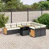 Image de vidaXL Salon de jardin 10 pcs avec coussins noir résine tressée