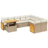 Image de vidaXL Salon de Jardin avec Coussins 10 pcs, Canapés de Terrasse, Ensemble de Meubles de Patio, Mobilier d'Extérieur, Beige Résine Tressée