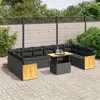 Image de vidaXL Salon de jardin 11 pcs avec coussins noir résine tressée