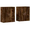 Image de vidaXL Buffets 2 pcs chêne fumé 60x31x70 cm Bois d'ingénierie, Armoire de Rangement, Meuble d'entrée, Meuble d'appoint, Meuble de Rangement de Cuisine