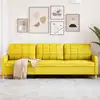 Image de vidaXL Canapé à 3 places Jaune clair 210 cm Tissu