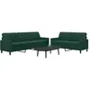 Image de vidaXL Ensemble de canapés 2 pcs avec coussins Vert foncé Velours