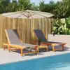 Image de vidaXL Chaises longues lot de 2 noir bois d'acacia solide et textilène
