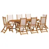 Image de vidaXL Ensemble à Manger de Jardin 9pcs Bois d'acacia Solide textilène, Ensemble à Manger d'extérieur, Meuble de Salle à Manger de Jardin, Table et chaises de Jardin