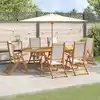 Image de vidaXL Ensemble à manger de jardin 9pcs bois d'acacia solide textilène