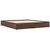 Image de vidaXL Cadre de lit chêne Marron 200x200 cm Bois d'ingénierie et métal, lit, lit d'invité, lit Double, Meuble de Chambre à Coucher, sommier