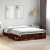 Image de vidaXL Cadre de lit et tiroirs chêne fumé 120x200 cm Bois d'ingénierie, lit, lit de Rangement, Cadre de lit Double, lit Double