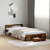 Image de vidaXL Cadre de lit avec tiroir sans matelas chêne fumé 90x190 cm