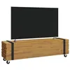 Image de vidaXL Meuble TV Marron 110 x 30 x 30 cm Bois de Teck Massif, Rangement pour Salon, Meuble Moderne rectangulaire avec roulettes, pour Organiser Votre Espace et Votre Style