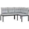 Image de vidaXL Bancs de Jardin avec Coussins Lot de 2 Acier Enduit de Poudre, Banc, Banc de Parc, siège d'extérieur, Banc d’extérieur, Banc de Patio