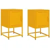 Image de vidaXL Tables de Chevet 2 pcs Jaune Moutarde 36x39x60,5 cm Acier, Armoire, Armoire latérale, Support de téléphone, Table de Chevet