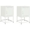 Image de vidaXL Tables de Chevet 2 pcs Blanc 36x39x60,5 cm Acier, Armoire, Armoire latérale, Support de téléphone, Table de Chevet