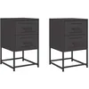 Image de vidaXL Tables de Chevet 2 pcs Noir 36x39x60,5 cm Acier, Armoire, Armoire latérale, Support de téléphone, Table de Chevet