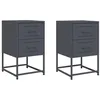 Image de vidaXL Tables de Chevet 2 pcs Anthracite 36x39x60,5 cm Acier, Armoire, Armoire latérale, Support de téléphone, Table de Chevet