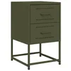 Image de vidaXL Table de Chevet Vert Olive 36x39x60,5 cm Acier, Armoire, Armoire latérale, Support de téléphone, Table de Chevet, mobilier de Chambre à Coucher