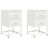 Image de vidaXL Tables de Chevet 2 pcs Blanc 36x39x60,5 cm Acier, Armoire, Armoire latérale, Support de téléphone, Table de Chevet