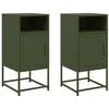 Image de vidaXL Tables de Chevet 2 pcs Vert Olive 36x39x78 cm Acier, Armoire, Armoire latérale, Meuble de Chambre à Coucher, Table de Chevet, Armoire en métal