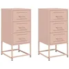 Image de vidaXL Tables de Chevet 2 pcs Rose 36x39x78 cm Acier, Armoire, Armoire latérale, Meuble de Chambre à Coucher, Table de Chevet, Armoire en métal