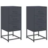 Image de vidaXL Tables de Chevet 2 pcs Anthracite 36x39x78 cm Acier, Armoire, Armoire latérale, Meuble de Chambre à Coucher, Table de Chevet, Armoire en métal