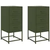 Image de vidaXL Tables de Chevet 2 pcs Vert Olive 36x39x78 cm Acier, Armoire, Armoire latérale, Meuble de Chambre à Coucher, Table de Chevet, Armoire en métal
