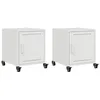 Image de vidaXL Tables de Chevet 2 pcs Blanc 36x39x43,5 cm Acier, Armoire, Armoire latérale, Support de téléphone, Table de Chevet
