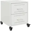 Image de vidaXL Table de Chevet Blanc 36x39x43,5 cm Acier, Armoire, Meubles de Chambre à Coucher, Support de téléphone, Armoire d'appoint, Armoire de Chevet