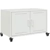 Image de vidaXL Meuble TV, Armoire de Télévision avec Portes, Support Télé avec Rangement Salon Salle de Séjour Intérieur, Blanc 68x39x43,5 cm Acier