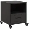 Image de vidaXL Table de Chevet Noir 36x39x43,5 cm Acier, Armoire, Meubles de Chambre à Coucher, Support de téléphone, Armoire d'appoint, Armoire de Chevet