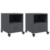 Image de vidaXL Tables de Chevet 2 pcs Anthracite 36x39x43,5 cm Acier, Armoire, Meubles de Chambre à Coucher, Support de téléphone, Armoire d'appoint