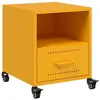 Image de vidaXL Table de Chevet Jaune Moutarde 36x39x43,5 cm Acier, Armoire, Meubles de Chambre à Coucher, Support de téléphone, Armoire d'appoint