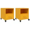 Image de vidaXL Tables de Chevet 2 pcs Jaune Moutarde 36x39x43,5 cm Acier, Armoire, Meubles de Chambre à Coucher, Support de téléphone, Armoire d'appoint