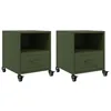 Image de vidaXL Tables de Chevet 2 pcs Vert Olive 36x39x43,5 cm Acier, Armoire, Meubles de Chambre à Coucher, Support de téléphone, Armoire d'appoint