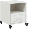 Image de vidaXL Table de Chevet Blanc 36x39x43,5 cm Acier, Armoire, Meubles de Chambre à Coucher, Support de téléphone, Armoire d'appoint, Armoire de Chevet