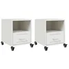 Image de vidaXL Tables de Chevet 2 pcs Blanc 36x39x43,5 cm Acier, Armoire, Meubles de Chambre à Coucher, Support de téléphone, Armoire d'appoint