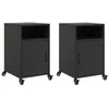 Image de vidaXL Tables de Chevet 2 pcs Noir 36x39x59 cm Acier, Armoire, Meubles de Chambre à Coucher, Support de téléphone, Armoire d'appoint