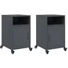 Image de vidaXL Tables de Chevet 2 pcs Anthracite 36x39x59 cm Acier, Armoire, Meubles de Chambre à Coucher, Support de téléphone, Armoire d'appoint