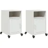 Image de vidaXL Tables de Chevet 2 pcs Blanc 36x39x59 cm Acier, Armoire, Meubles de Chambre à Coucher, Support de téléphone, Armoire d'appoint