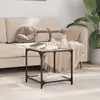 Image de vidaXL Table basse avec dessus en verre noir 40x40x40 cm acier