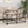 Image de vidaXL Table basse avec dessus en verre transparent 98,5x50x45cm acier
