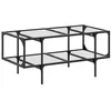 Image de vidaXL Table Basse avec Dessus en Verre Transparent 98,5x50x45cm Acier, Table d'appoint, Table de Salon, Table à thé, Bout de canapé