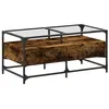 Image de vidaXL Table Basse avec Dessus en Verre chêne fumé 98,5x50x45 cm Acier
