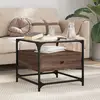 Image de vidaXL Table basse et dessus en verre chêne marron 50x50x45 cm acier