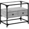 Image de vidaXL Meuble TV avec Dessus en Verre Sonoma Gris Bois d'ingénierie, Support TV, Armoire média, Armoire HiFi, unité TV, Meuble multimédia
