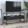 Image de vidaXL Meuble TV et dessus en verre noir 80x35x51 cm bois d'ingénierie