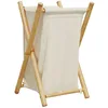 Image de vidaXL Panier à Linge Blanc crème 41,5x36x63,5 cm Bambou, Corbeille à Linge, Panier de Lavage, Organisateur à Linge, Sac à Linge, boîte à Linge