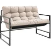 Image de vidaXL Banc de Jardin avec Coussin Taupe 113 cm Acier, Banc, Banc de Parc, siège d'extérieur, Banc d’extérieur, Banc de Patio, Meuble de Jardin