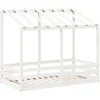 Image de vidaXL Lit pour Enfants avec Toit Blanc 70x140cm en Bois Massif de pin, Cadre de lit pour Enfants, lit pour Enfants en Bois, Meuble pour Enfants