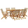 Image de vidaXL Ensemble à Manger de Jardin 7 pcs Beige rotin et Bois Massif, Ensemble à Manger d'extérieur, Meuble de Salle à Manger de Jardin, Table et chaises de Jardin
