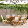 Image de vidaXL Ensemble à manger de jardin 7 pcs blanc crème tissu bois massif