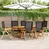 Image de vidaXL Ensemble à manger de jardin 7 pcs noir rotin et bois massif
